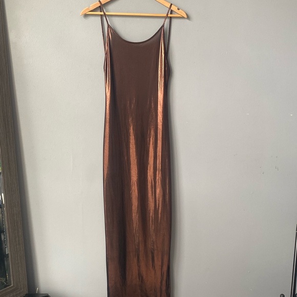 Metallic Brown Maxi Dress - Picture 3 of 8